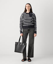 Stripe Tie Neck Pullover