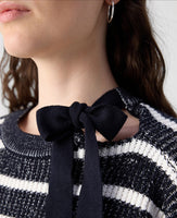 Stripe Tie Neck Pullover