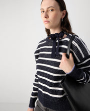Stripe Tie Neck Pullover