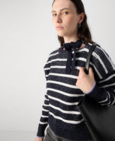 Stripe Tie Neck Pullover