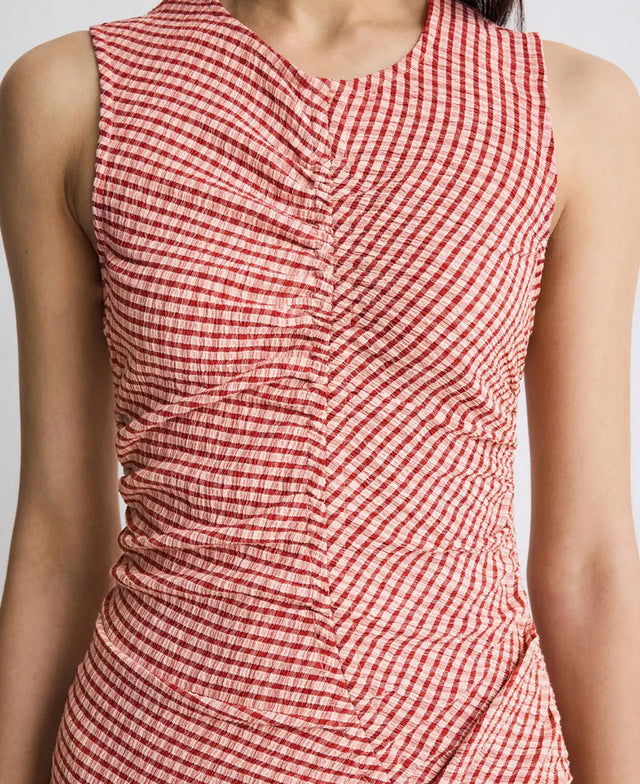 Structured Gingham Midi Dress