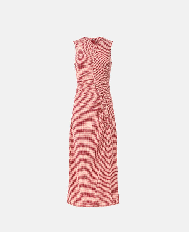 Structured Gingham Midi Dress