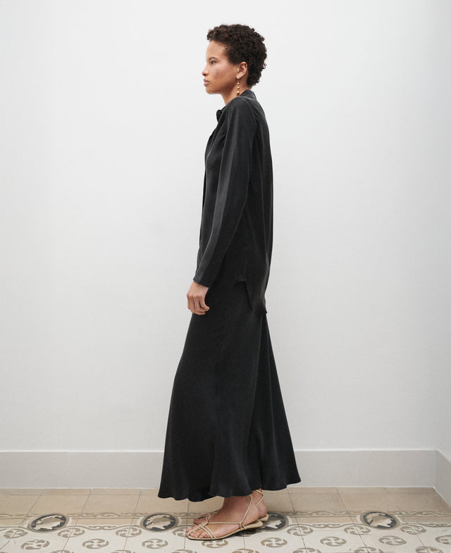 Bias Cut Black Shirt
