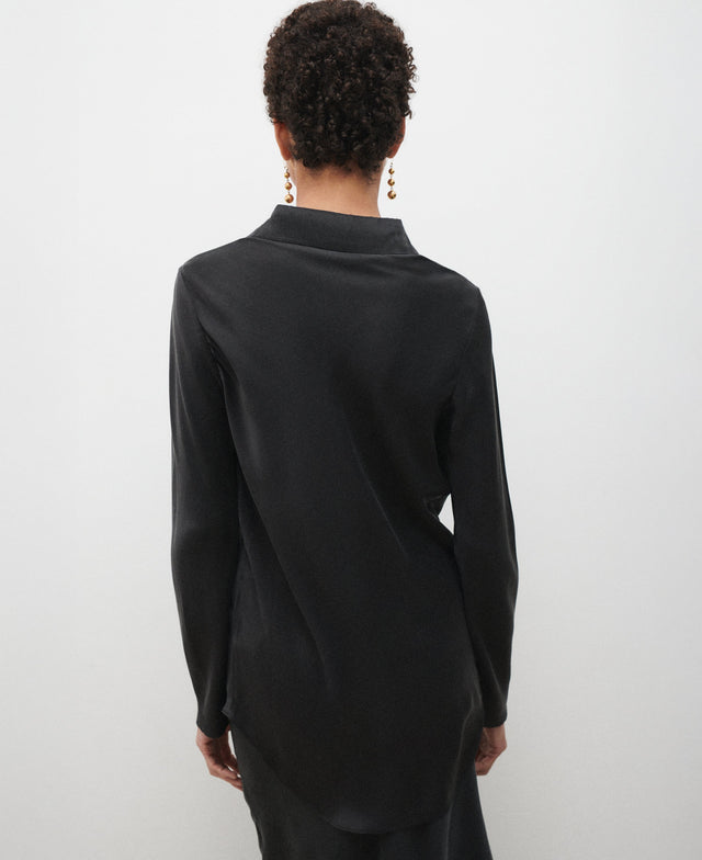 Bias Cut Black Shirt