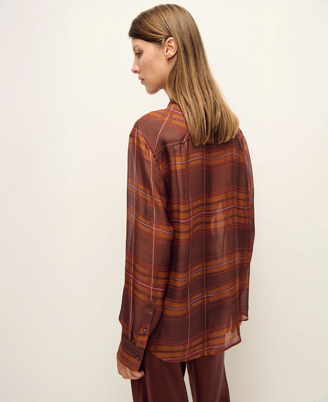 Chiffon Boyfriend Root Plaid Shirt