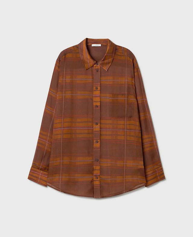 Chiffon Boyfriend Root Plaid Shirt