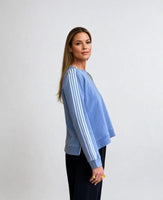 Arm Stripe Washed Out Blue/White Sweatshirt