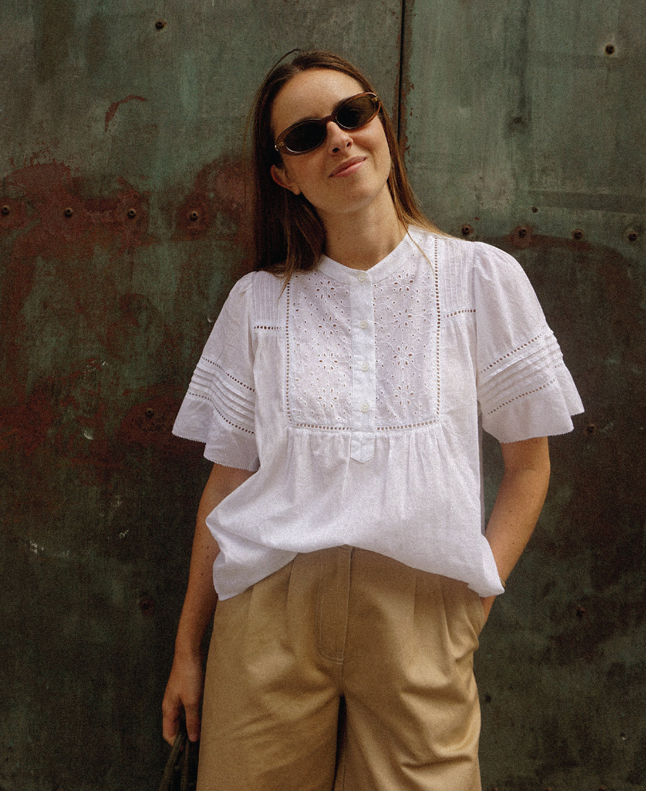 Short Sleeve Embroidered Blouse