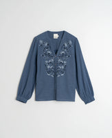 Embroidered V-Neck Top