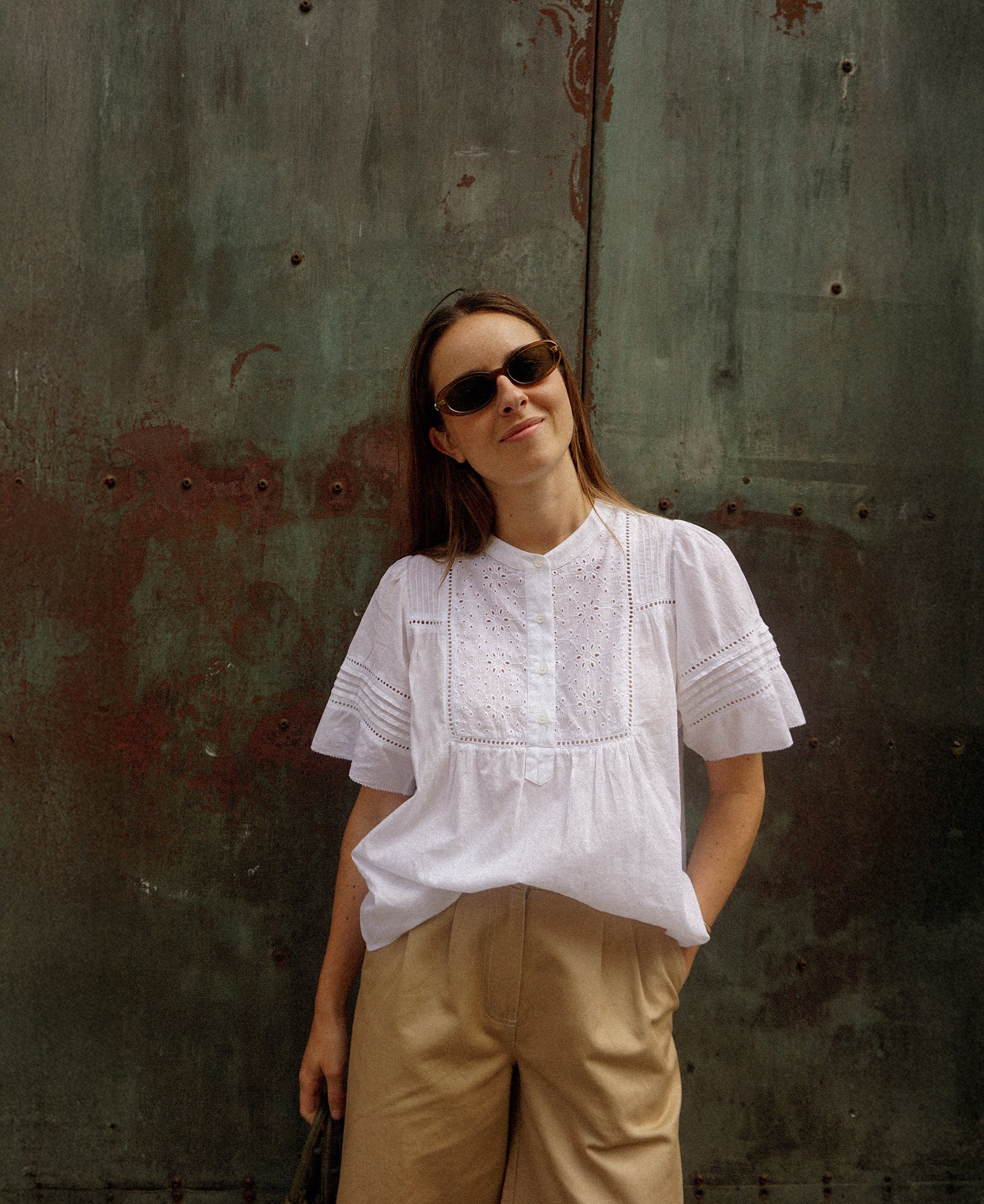 Short Sleeve Embroidered Blouse
