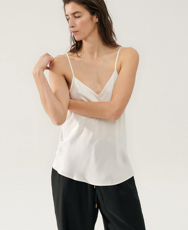 Bias Cut White Cami