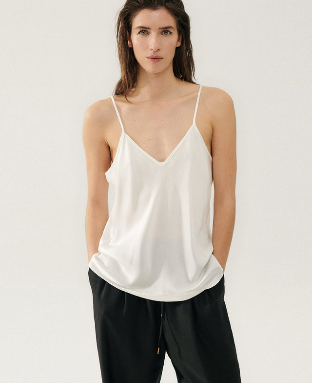 Bias Cut White Cami