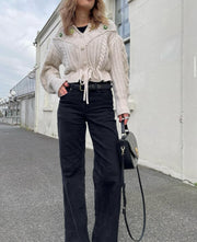 Mia Mid Rise Wide Leg Black Jean