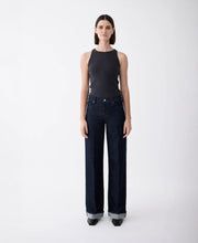 Mia Mid Rise Wide Leg Cuffed Rinse Jean