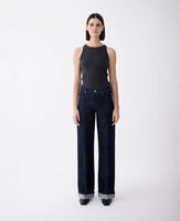 Mia Mid Rise Wide Leg Cuffed Rinse Jean
