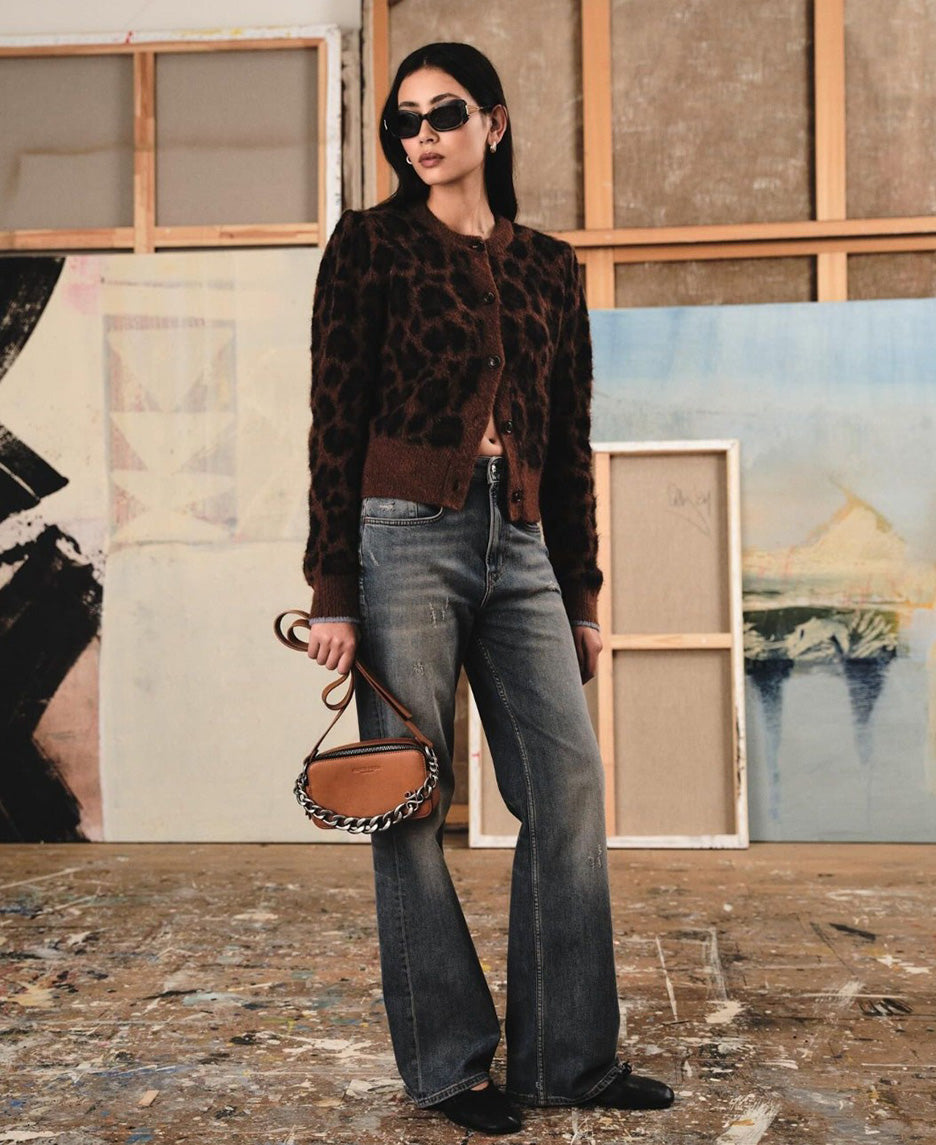 Fuzzy Jacquard Cardigan
