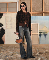 Fuzzy Jacquard Cardigan