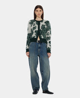 Jacquard Crew Neck Cardigan
