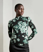 Printed Mock Neck LS T-Shirt