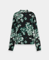 Printed Mock Neck LS T-Shirt