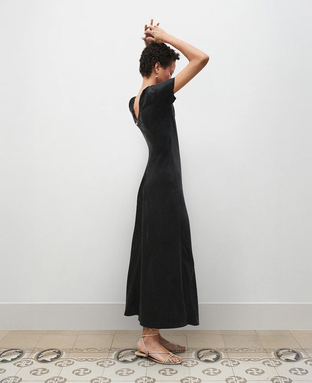 Bias Black SS Dress