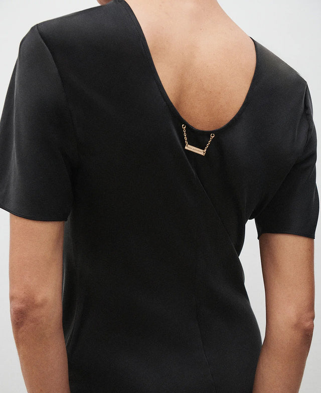 Bias Black SS Dress