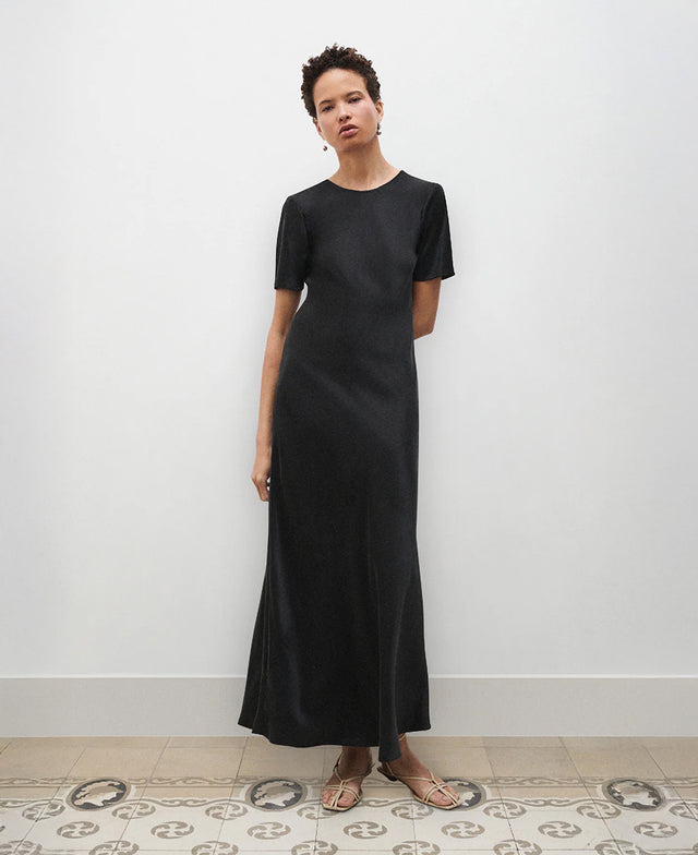 Bias Black SS Dress
