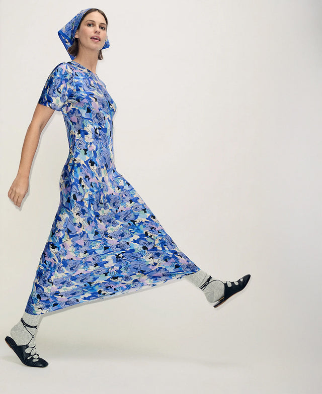 Bias Cornflower Floral SS Dress