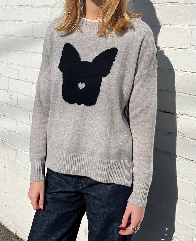 Frenchie Grey Marle Crew Knit