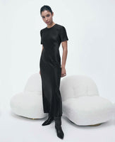 Bias Black SS Dress