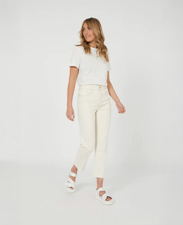 Zoe High Rise Straight Crop Ecru Jean